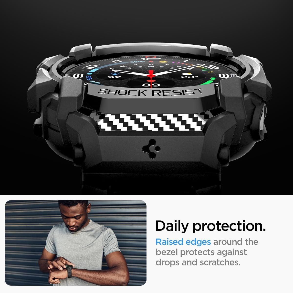 Spigen Rugged Armor Pro Designed for Samsung Galaxy Watch Ultra 47mm Case with Band, Rugged Galaxy Watch Ultra Band with Protective Case (2024) - Matte Black - Image 8