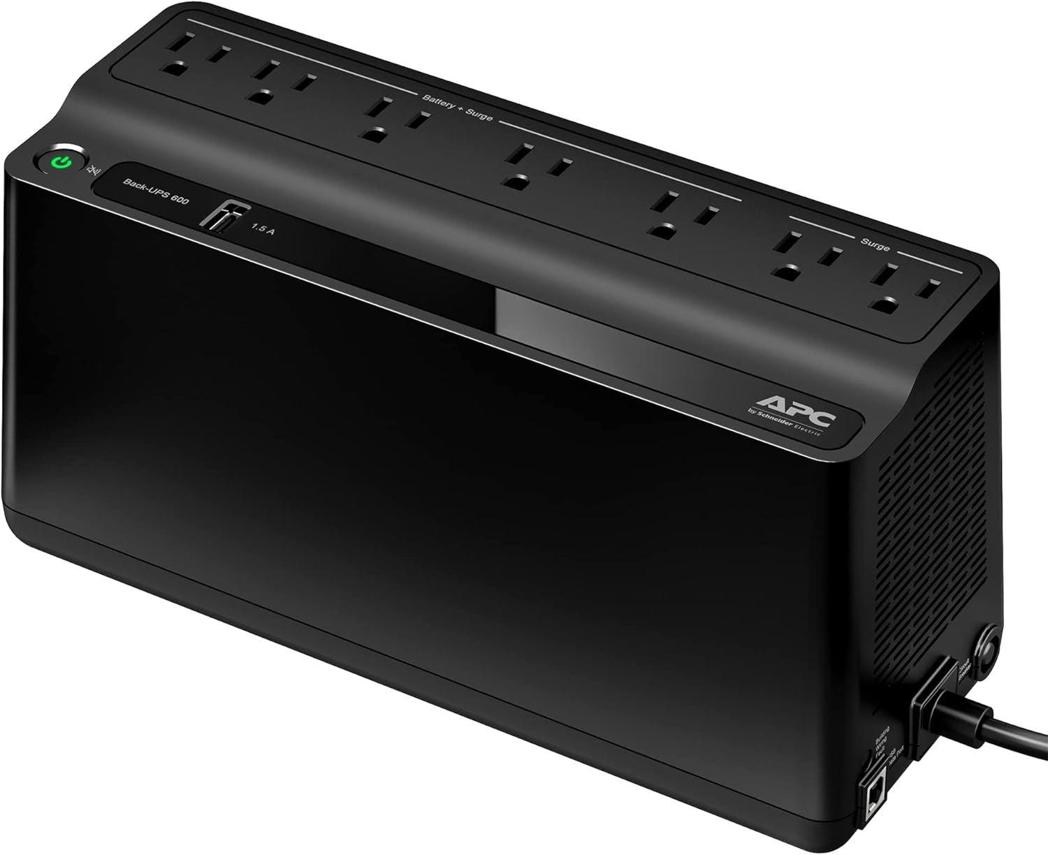 APC UPS Battery Backup and Surge Protector, 600VA/300 Watts Backup Battery Power Supply, BE600M1 Back-UPS with USB Charger Port - Image 2