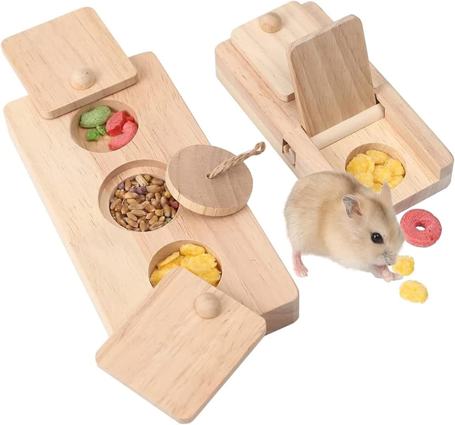 HLMOptimo Guinea Pig Foraging Toys, 6 in 1 Hamsters Wooden Interactive Enrichment Toys, Treat Dispenser for Small Animal Funny Toys, for Rabbits, Bunny, Chinchillas, Rats and Gerbils - Image 4