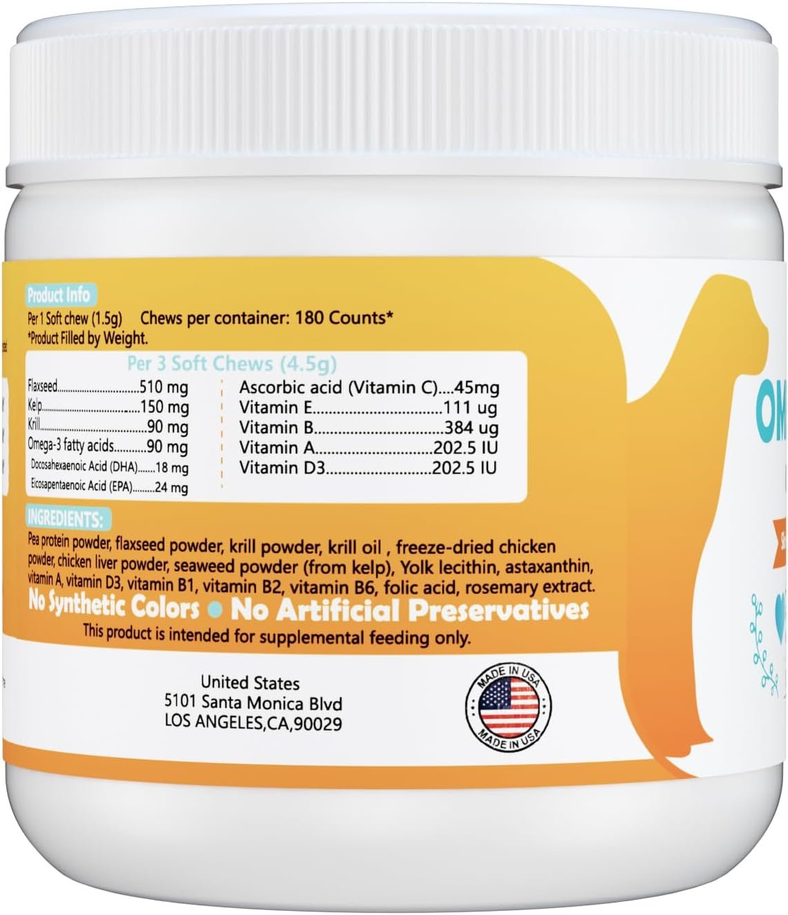 180 Chews Omega 3 for Dogs & Cats - with Krill - Skin and Coat Supplement - Dry & Itchy Skin Relief - Allergy Relief - Shiny Coats - No Shedding - EPA & DHA, Vitamins and Minerals - Chicken Flavor - Image 7