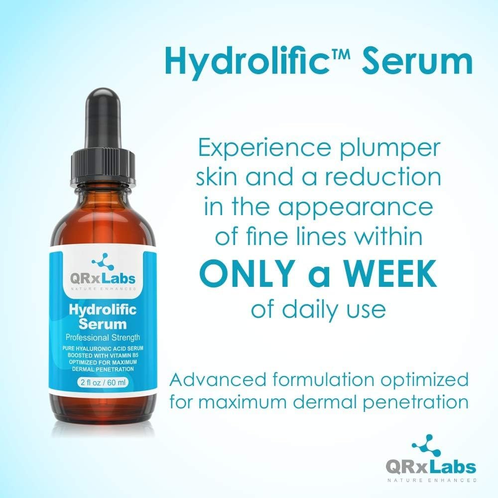 QRxLabs Hydrolific Serum - Hyaluronic Acid Serum Boosted with Vitamin B5 – Formulated for Dermal Penetration & Hydration - Skin Moisturizing Serum - Hyaluronic Acid Serum for Face - Hydrating Serum - Image 4