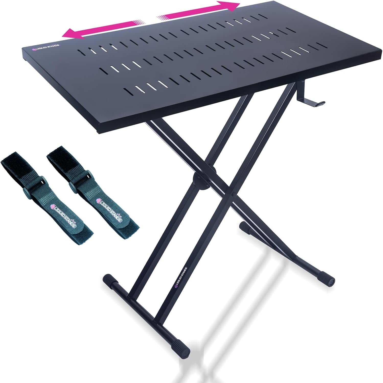 Liquid Stands Expandable DJ Table Stand Portable Audio Mixer Stand - DJ Stand for Laptop & Controller - Midi Keyboard Stand & Synth Stand - DJ Booth Portable X Style Keyboard Stand & Tabletop DJ Desk - Image 2