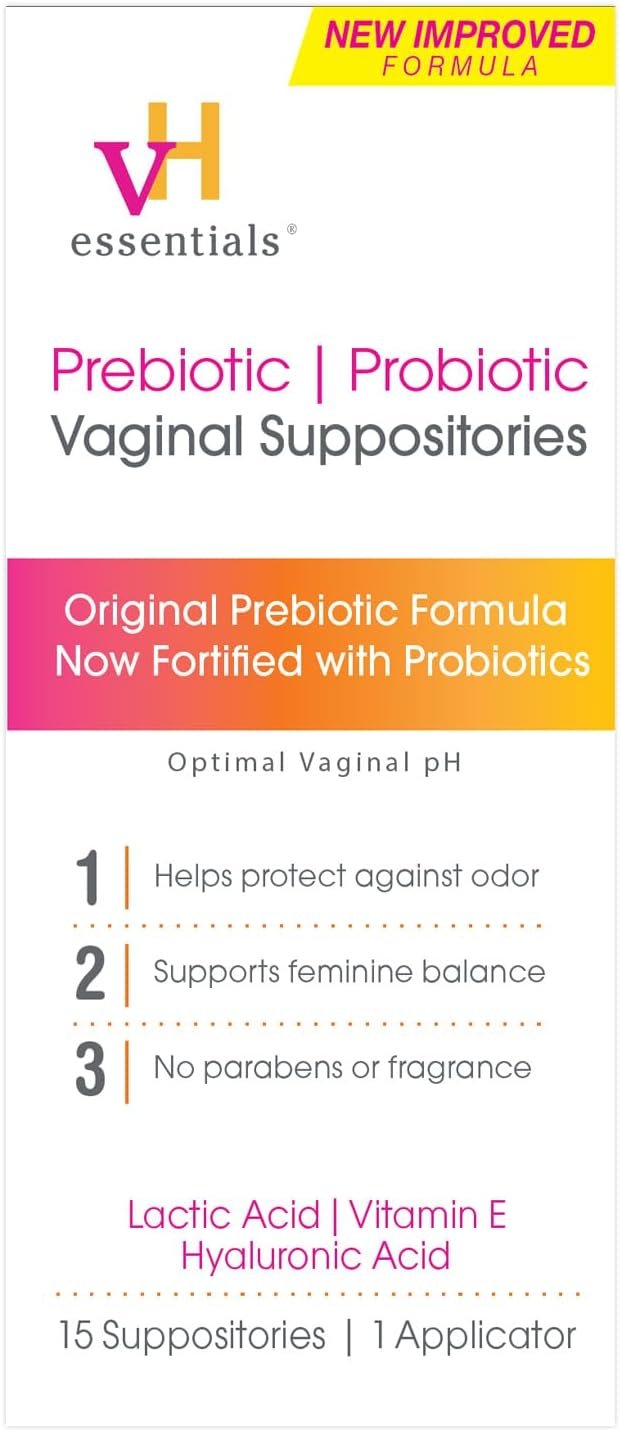vH essentials Prebiotic PH Balanced Vaginal SuppositoriesBox, Original Version, 15 Count - Image 2
