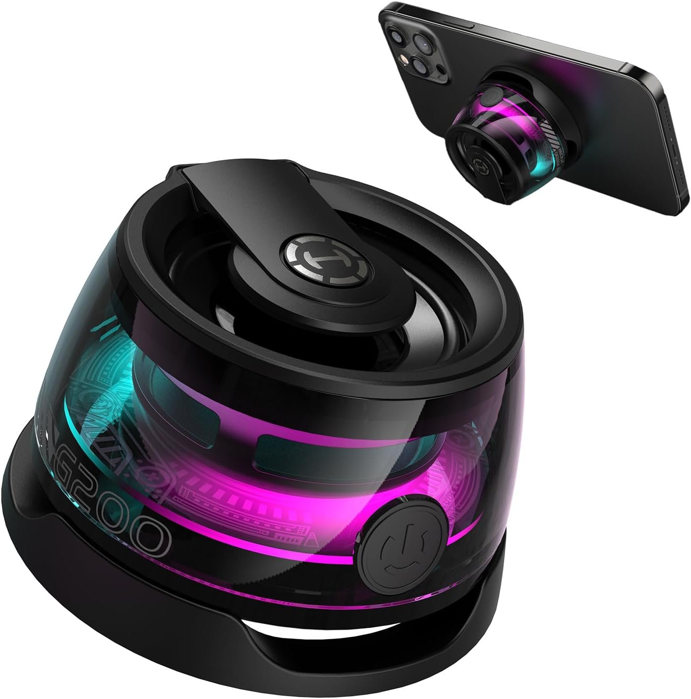 Edifier G200 Magnetic Bluetooth Speaker - Gifts Ideas - Phone Stand Bluetooth Speaker Magnet to iPhone, Android, Golf Cart & Anything Metal - Small Portable Speaker with RGB for Camping, Party, Desk - Image 2
