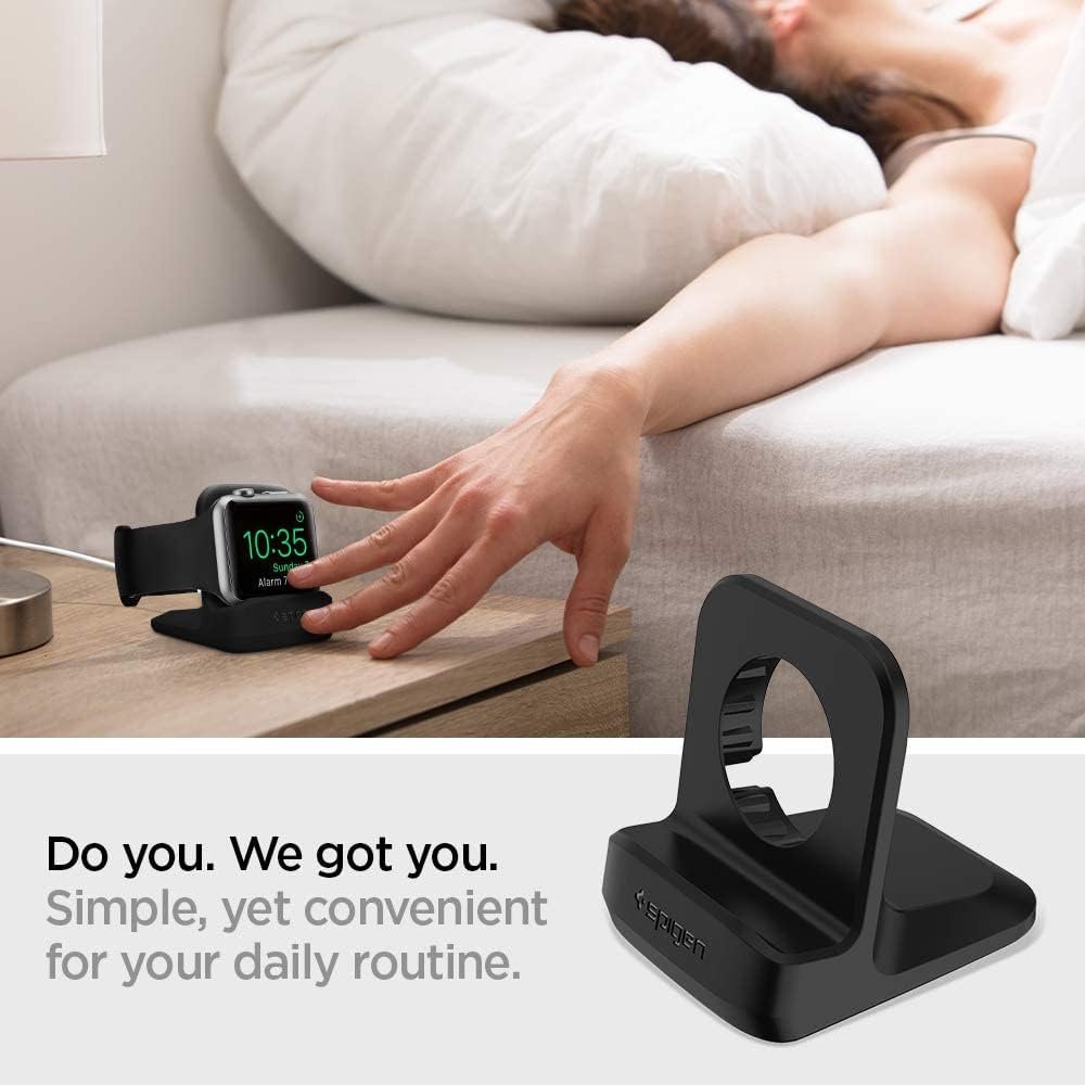 Spigen S350 Designed for Apple Watch Charger Stand Apple Watch Ultra 2/Ultra 49mm, Series 10 46/42mm, 9/8/7 45/41mm, SE2/SE/6/5/4 44/40mm, 3/2/1 42/38mm Durable TPU with Non-Slip Stable Base - Black - Image 4