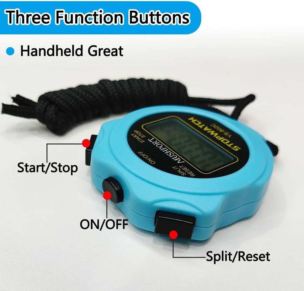Stopwatch Timer Only Stopwatch Mode, ON/Off Silent No-Clock No-Date No-Countdown Simple Operation, Digital Stop Watch for Sports Kids Coaches Swimming Running, Blue - Image 5