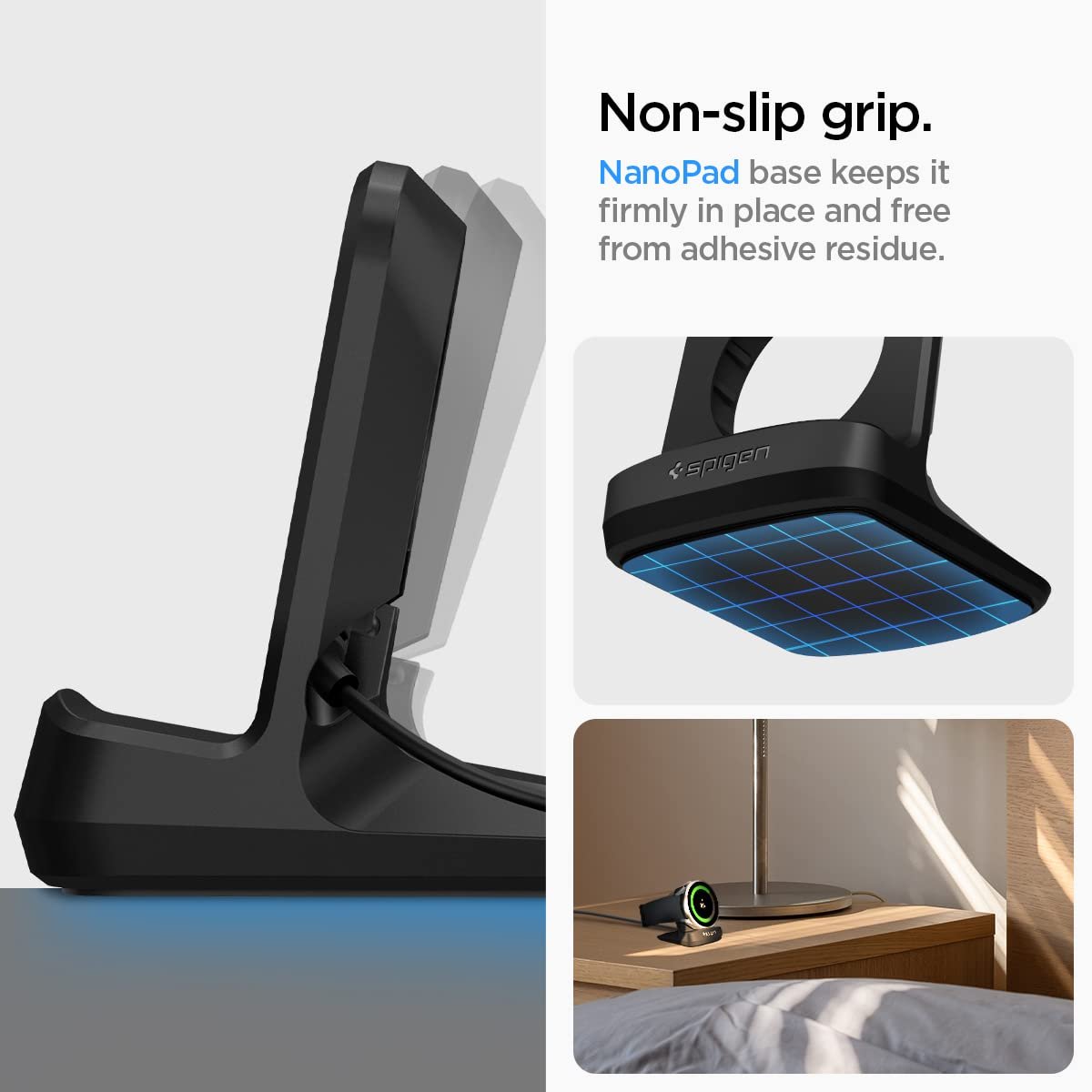 Spigen S353 Designed for Samsung Galaxy Watch 7 40,44mm/Galaxy Watch Ultra 47mm/Galaxy Watch 6 40,44mm/Galaxy Watch 6 Classic 43,47mm/Galaxy Watch 5 40,44mm/Galaxy Watch 5 Pro Charger Stand - Black - Image 5