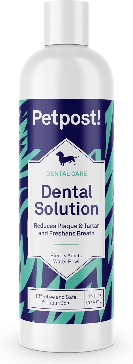 Petpost | Dental Solution for Dogs - Water Additive That Eliminates Bad Breath - Dirt, Gunk, and Tooth Buildup Gone - Natural Tooth Cleaning Solution 16 oz. - Image 2