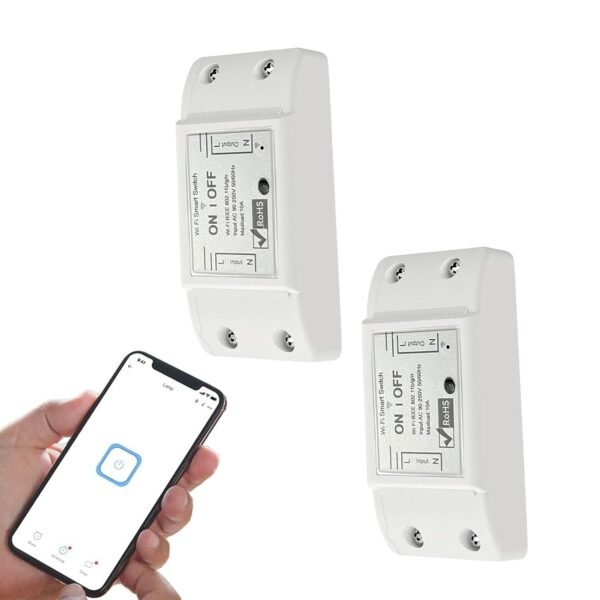 10A Wireless Smart Switch, Wi-Fi Light Switch Compatible with Alexa & Google Home & SmartThings, FCC Certified, No Hub Required Support DIY Module(2 Pack) - Image 2