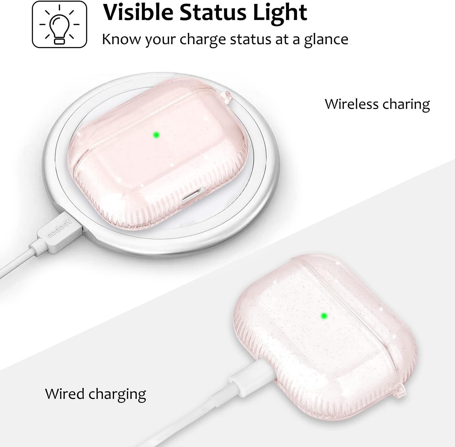 KOREDA Compatible with AirPods Pro 2nd Generation/1st Generation Case Cover, Soft Clear TPU Bling Transparent Protective Shockproof Case Designed with Keychain for AirPods Pro & AirPods Pro 2 Case - Image 5