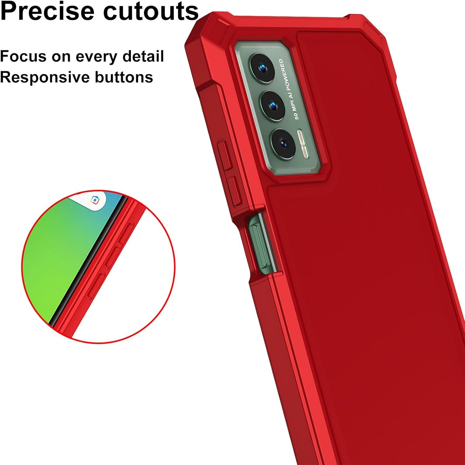Ailiber for Cricket Outlast Phone Case, AT&T Jetmore Case with Screen Protector Tempered Glass, Dual Layer Structure Protection, Shock-Absorbing Corners TPU Bumper, Heavy Duty Cover for Outlast-Red - Image 6