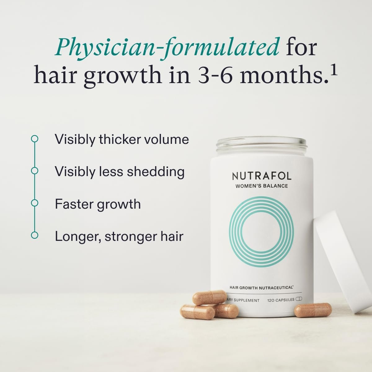 Nutrafol Women's Balance Hair Growth Supplement and Hair Serum, Ages 45 and Up, Clinically Tested for Visibly Thicker and Stronger Hair - 1 Month Supply, 1.7 Fl Oz Bottle - Image 3