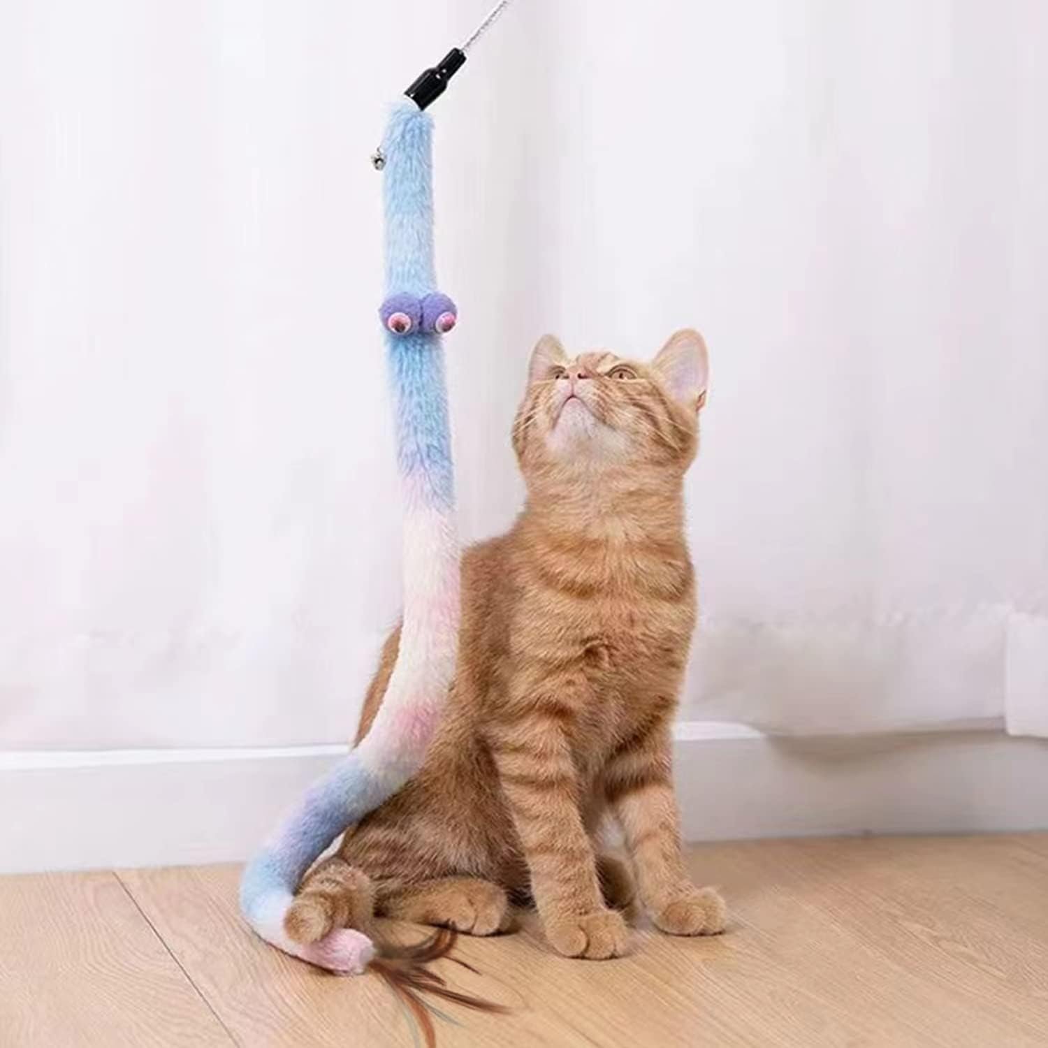 Cat Toys for Indoor Toys,Rainbow Cat Wand Toys,Feather Flips Plush Ball Cat Toys,Interactive Feather Toy for Teaser Play and Chase Exercise with Kitten 6 Pack - Image 6