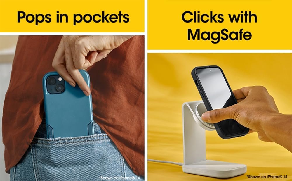 OtterBox iPhone 15 Pro MAX Commuter Series Case - MagSafe Edition - Black, Slim & Tough, Pocket-Friendly, with Port Protection - Image 5