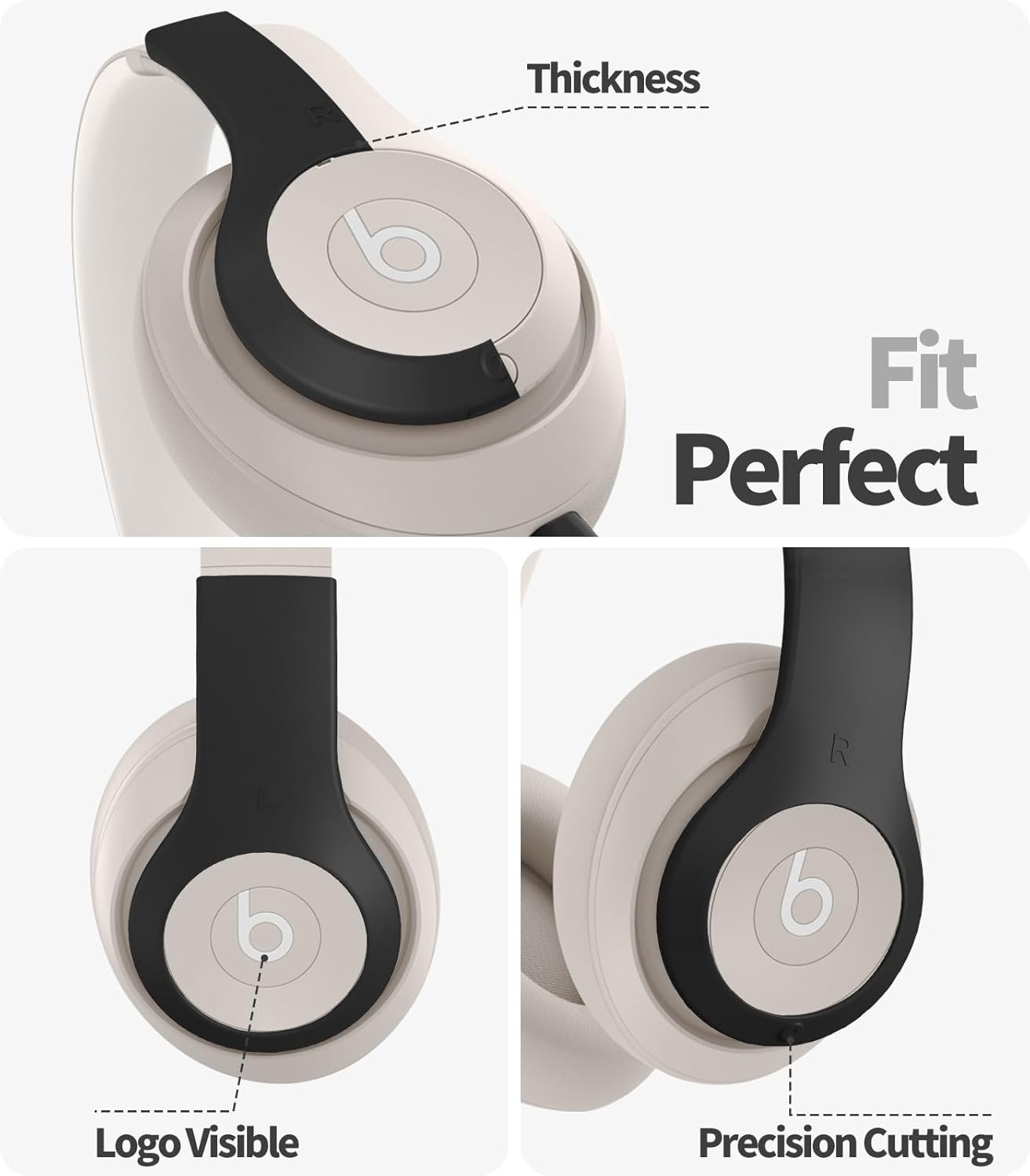 Silicone Case Cover for Beats Studio Pro, Durable Outer Earphone Panel Accessories Cover ONLY Compatible with Beats Studio Pro Wireless Bluetooth Noise Cancelling Headphones-Black - Image 3