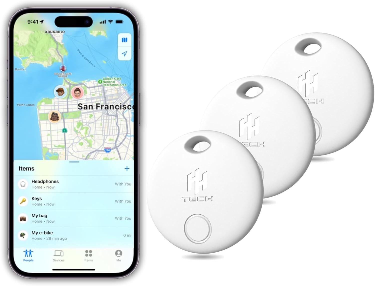 HH-Tech Smart Tag (Pack-3) for Apple iOS Devices, Key Tracker, Item Finder, Luggage Tag, Easily Track Your Wallet, Bag, Suitcase, and More with The Apple iPhone Find My App - Image 2