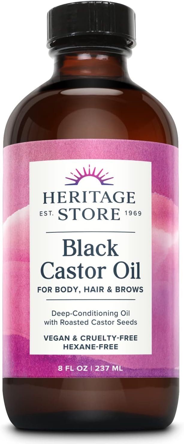 HERITAGE STORE Black Castor Oil Nourishing Hair Treatment - Deep Hydration for Hair Care, Skin Care, Lashes and Brows - Great for Locs and Natural Hair, Traditionally Roasted, Vegan, Hexane Free, 8oz - Image 2