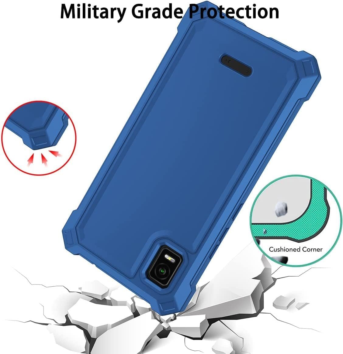 for ATT Calypso 3 case, with Tempered Glass Screen Protector 360 Full-Body Soft TPU Bumper Shockproof Silicone Protective Phone Cover Case for AT&T Calypso 3 (U328AA) (Blue) - Image 4