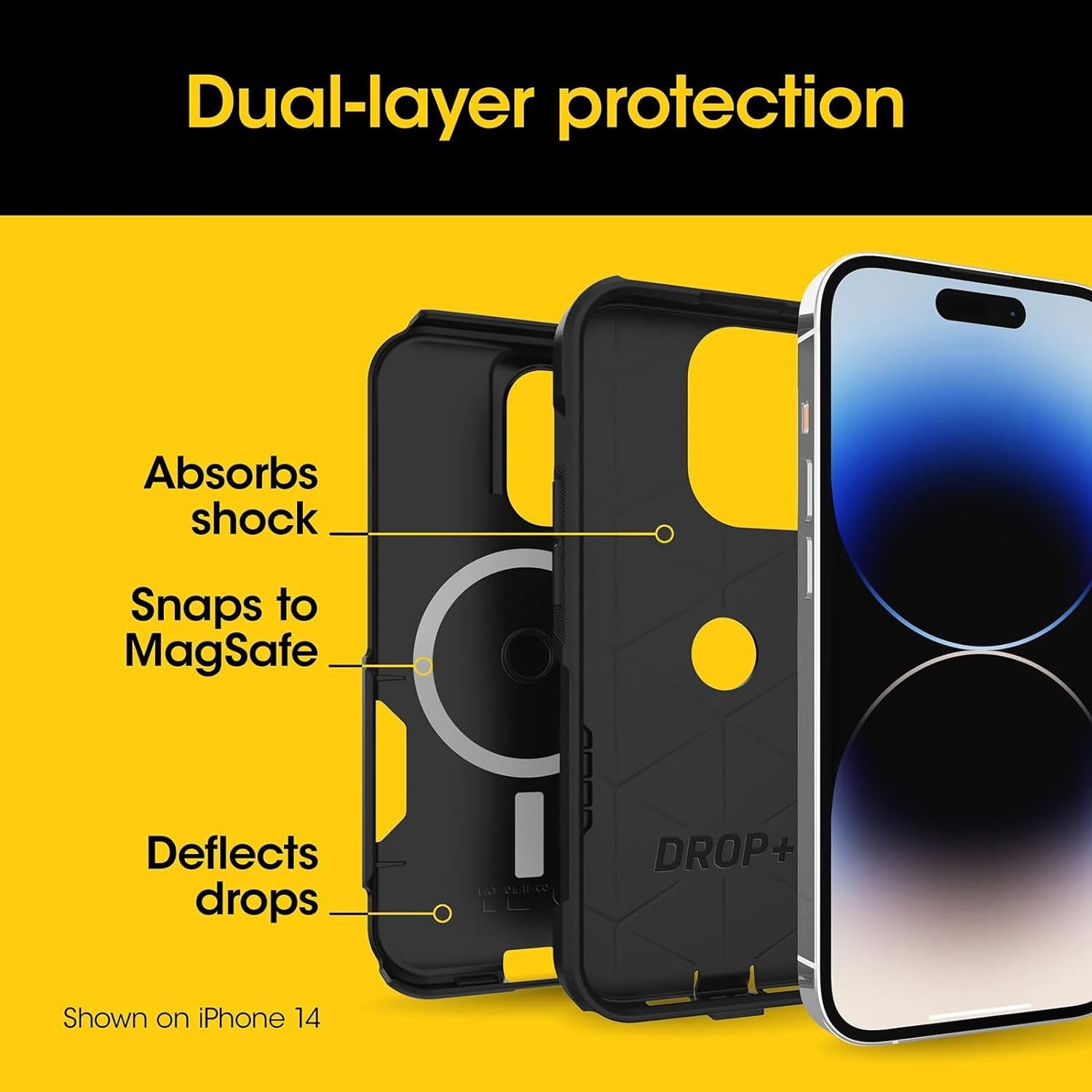 OtterBox iPhone 15 Pro MAX Commuter Series Case - MagSafe Edition - Black, Slim & Tough, Pocket-Friendly, with Port Protection - Image 4