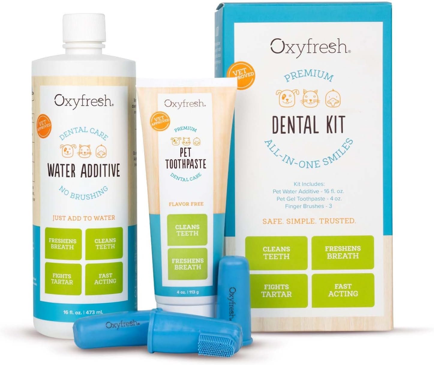 Oxyfresh Premium Pet Dental Kit for Dogs & Cats – Easy Solution for Pet Fresh Breath, Clean Teeth, Control Plaque & Tartar – Vet Formulated Pet Toothpaste 4oz + Water Additive 16oz Kit - Image 2