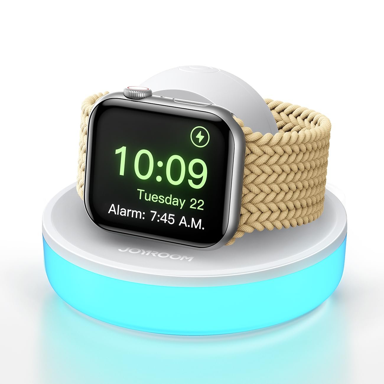 JOYROOM for Apple Watch Charger Stand, Portable Magnetic Charging Dock for Apple Watch 10 with Colorful Light & Cable,Fast iWatch Charger Stand for Apple Watch Series 10 9 8 7 6 5,Ultra 2 /SE,White - Image 2