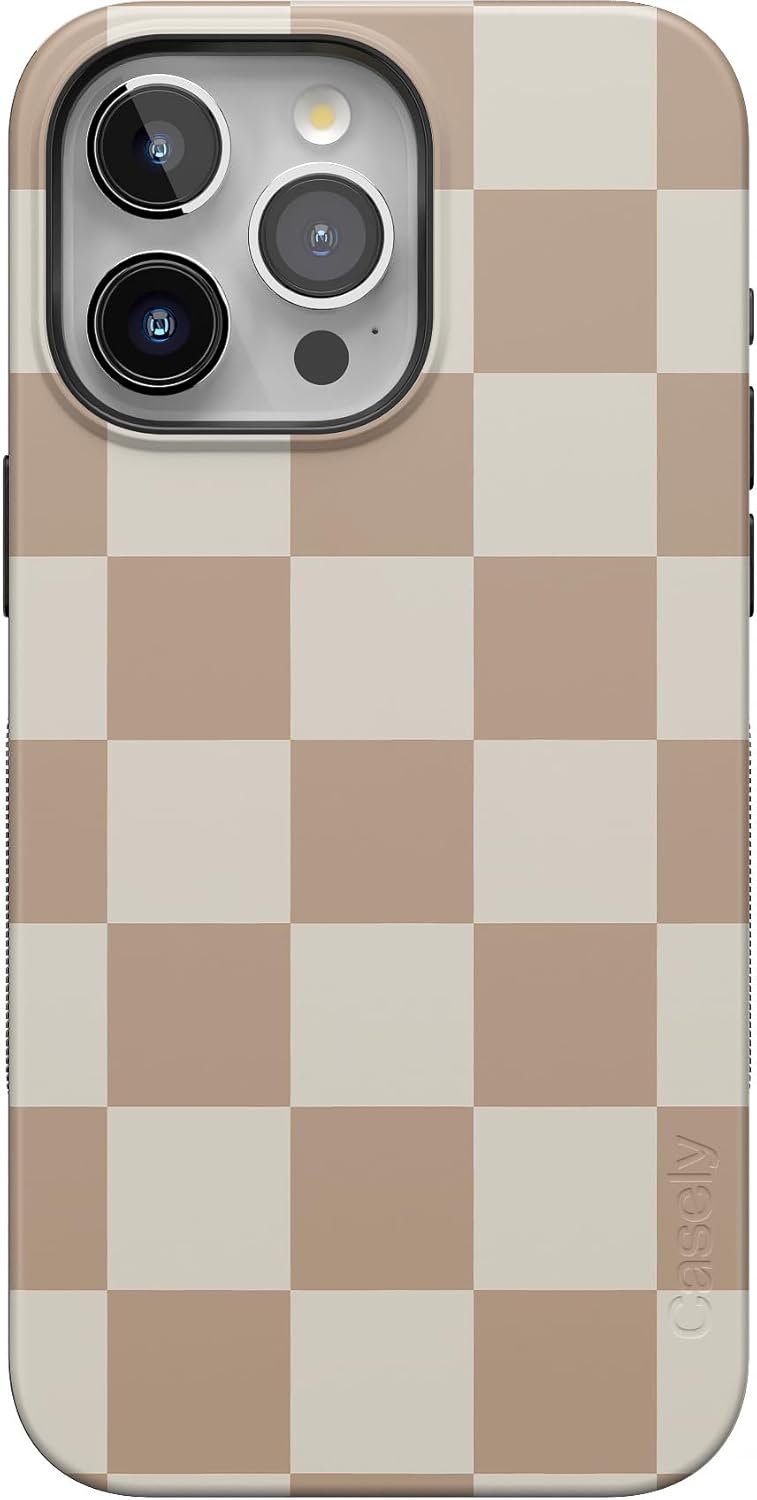 Casely iPhone 15 Pro Max Case | Fit Check | Neutral Checkerboard Checkered Case | Bold Protective Case | Compatible with MagSafe and Action Button - Image 2