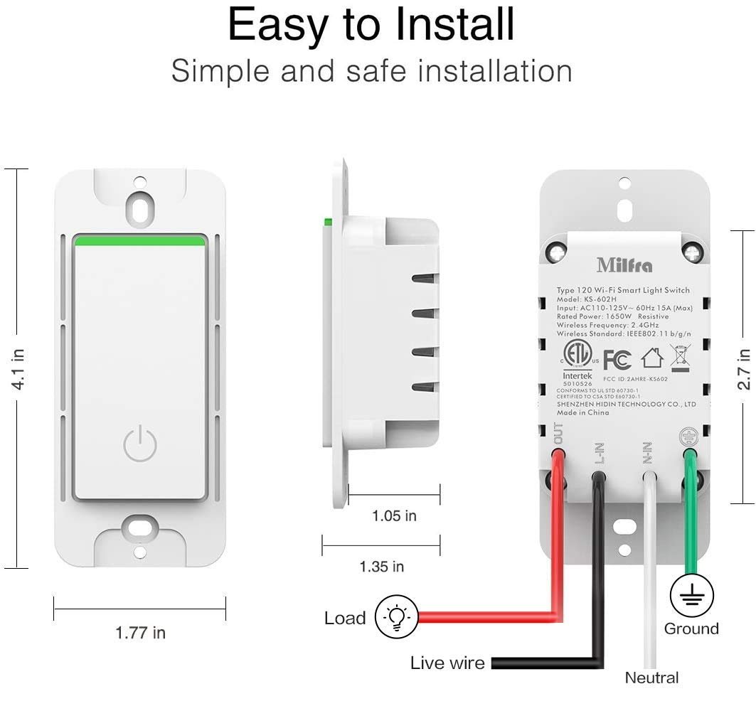 Smart Switch 3Gang Smart Light Switch 3 Gang Milfra 2.4Ghz in-Wall Smart Switch Alexa WiFi Switch Work with Alexa Google Assistant,Need Neutral Wire,Single-Pole Only - Image 8