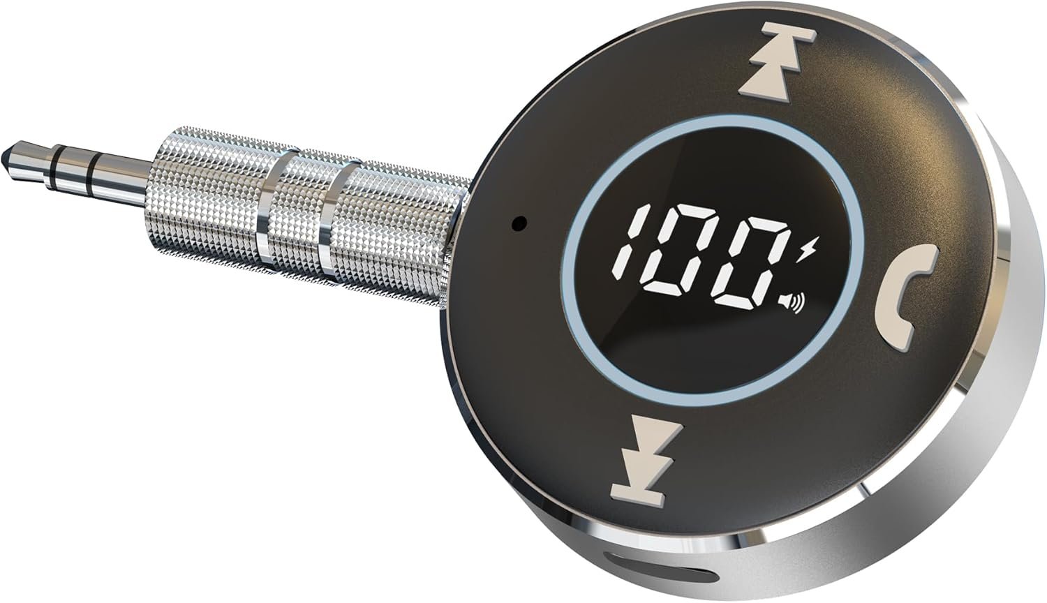 LAICOMEIN Bluetooth Receiver for Car, Bluetooth 5.3 AUX Adapter with LED Battery Display and Ambient Light, Wireless Audio Receiver for Car/Home Stereo/Speaker/Wired Headphones (Silver) - Image 2