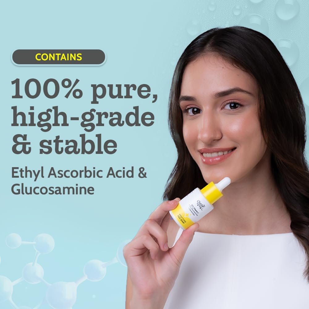 10% Vitamin C Face Serum |Brightens & Gives Glow |Fades Dark Spots |Treats Hyperpigmentation| Balances Melanin Production | Ethyl Ascorbic Acid & Glucosamine | For All Skin Types 30ml - Image 7