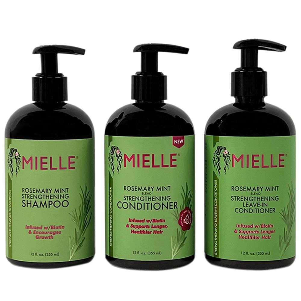 New Mielle - Rosemary Mint - Biotin Infused - Encourages Growth Hair Products for Stronger and Healthier Hair and Styling Bundle - Shampoo, Conditioner, Leave-in Conditioner Set 3 PCS - Image 2