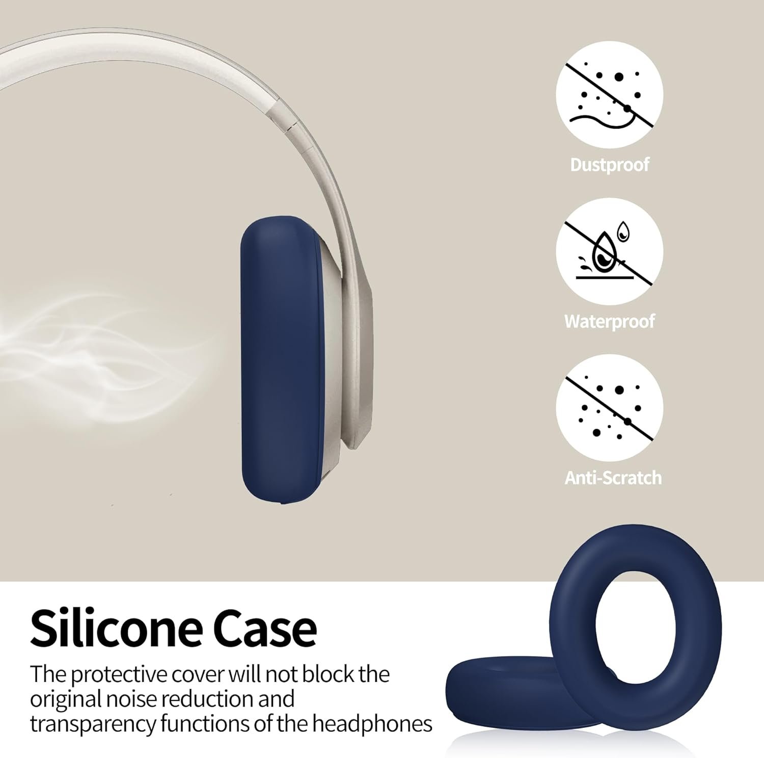 Silicone Case Compatible with Beats Studio Pro, Silicone Ear Pads Cover Protector Headband Cover, Anti-Scratch, Washable Protective Cover for Beats Studio Pro Ear Pads - Navy - Image 6