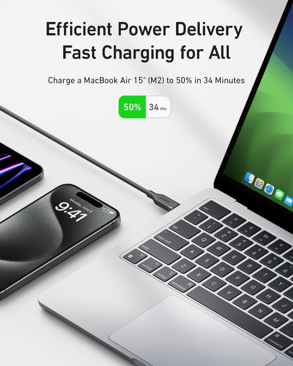 Anker USB 4 Gen 2 Cable, 20 Gbps Data Transfer, 4K HD Display, 3 ft Bio-Based 240W Charging USB C to USB C Cable, Type C for iPhone 15/15 Pro/15 Pro Max/15 Plus, USB-C Laptops, Hubs, Docks, and More - Image 6