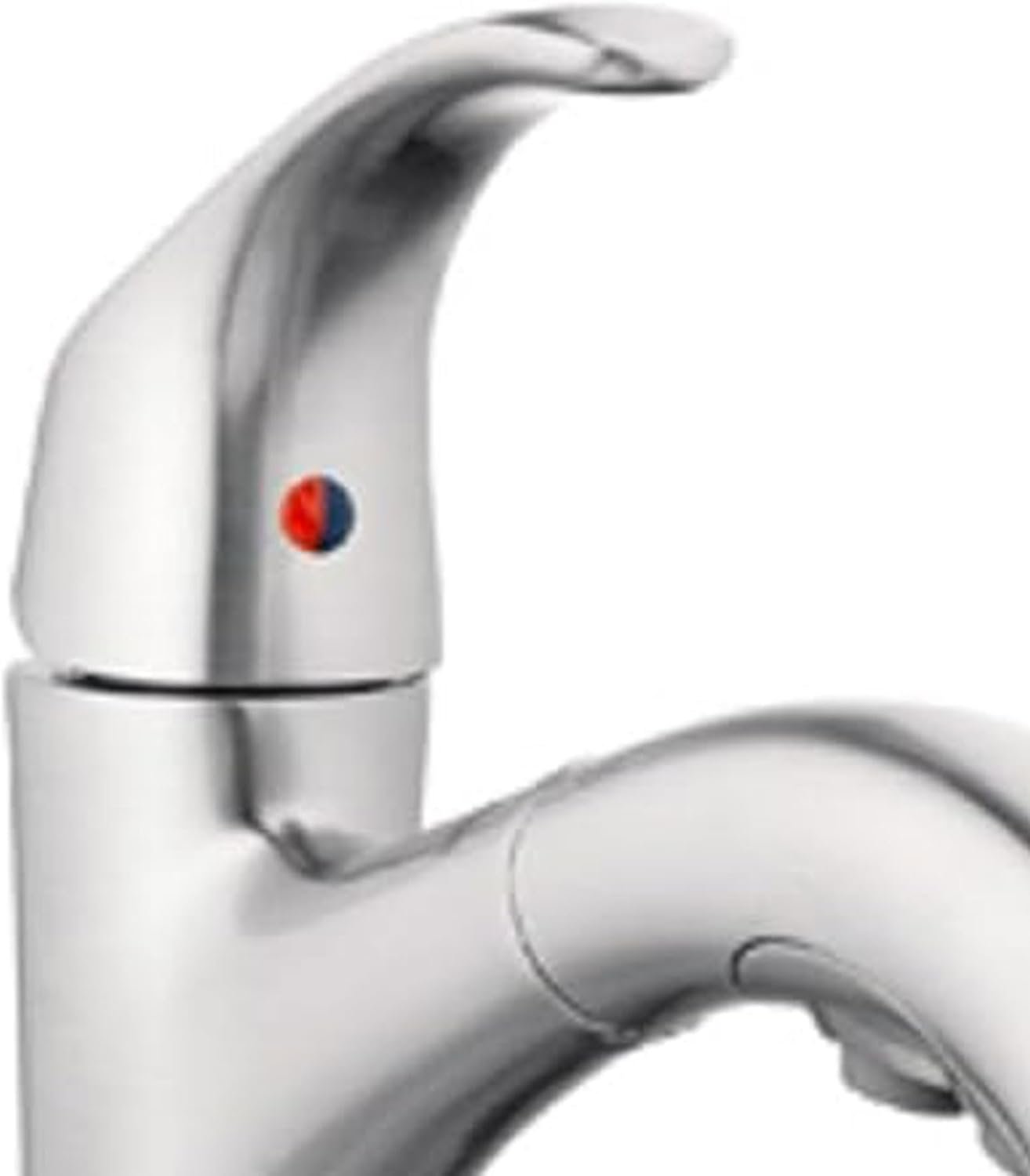 HomePointe Single Loop Handle Kitchen Faucet With Pull-Out Spray, Brass Waterways, Braided Black Nylon Hose and Ceramic Disc Cartridge, Brushed Nickel - Image 7