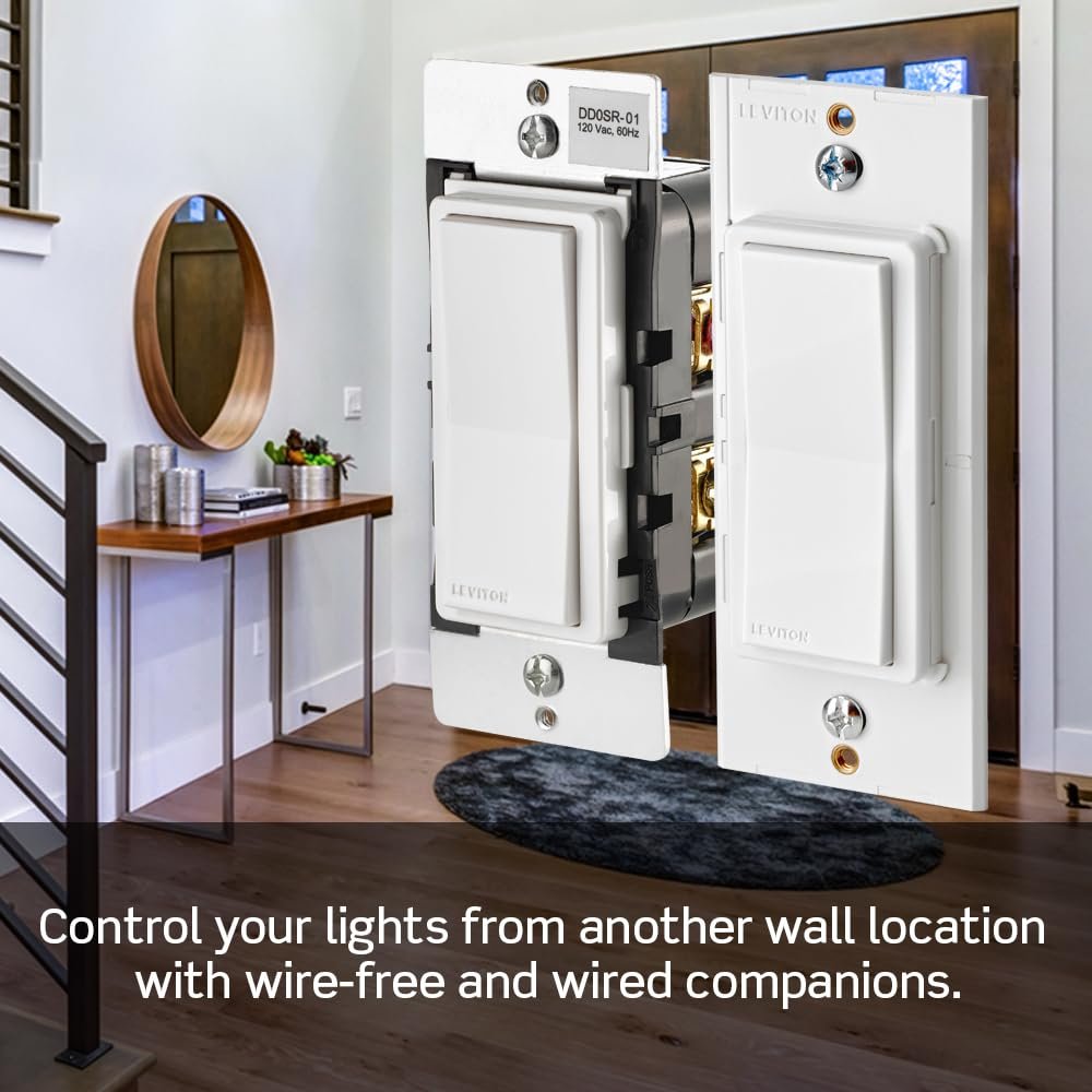 Leviton Decora Smart Switch, Wi-Fi 2nd Gen, Neutral Wire Required, Works with Matter, My Leviton, Alexa, Google Assistant, Apple Home/Siri & Wired or Wire-Free 3-Way, D215S-2RW, White - Image 7