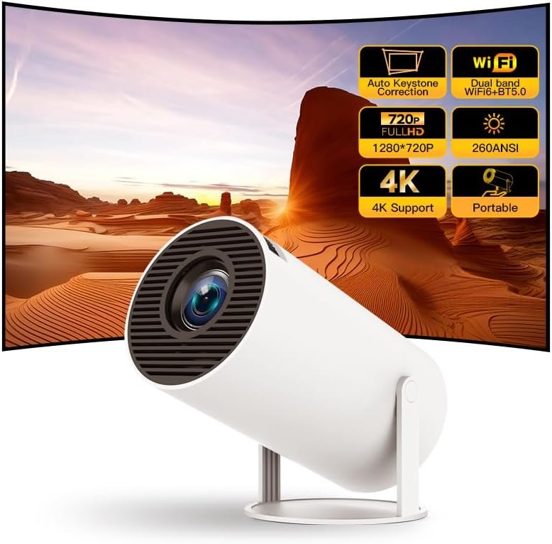 Mini Projector with Wifi and Bluetooth, New HY300 Pro Smart Vision Beam Projector with Android 11, Portable Outdoor Proyector, Support 1080P, Auto Keystone Home Movie Projector for PS4, LYNCAST - Image 2