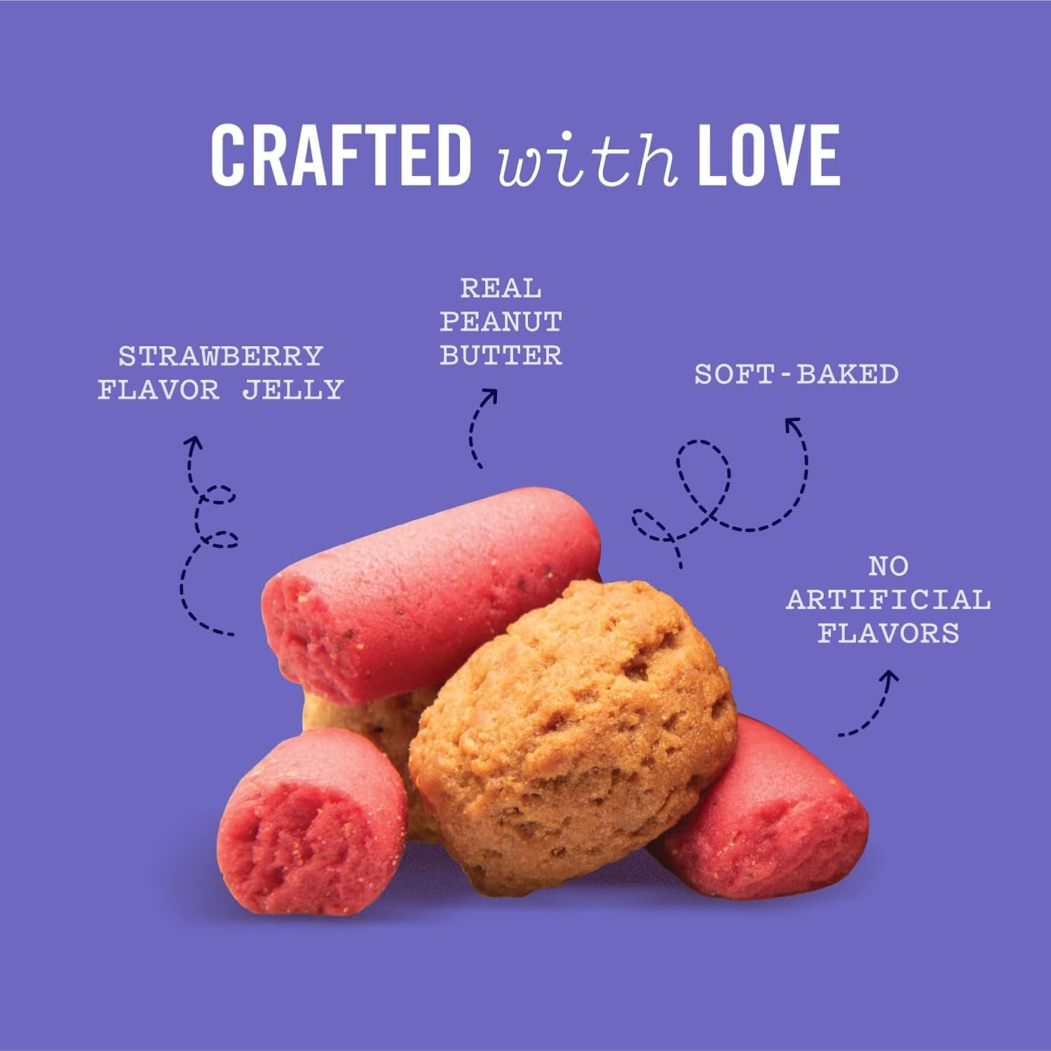 Three Dog Bakery Soft Baked PB&J Bites, Peanut Butter & Strawberry Flavor, Premium Treats for Dogs, 8 Ounce Box, brown (320035) - Image 4