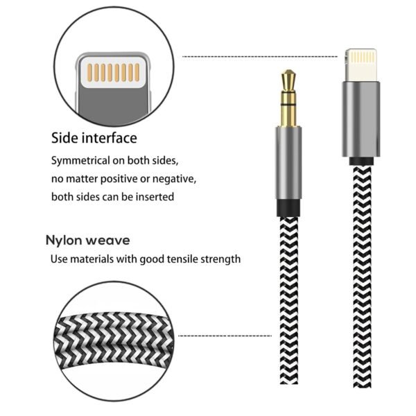 [Apple MFi Certified] Aux Cord iPhone Lightning to 3.5 mm Headphone Jack Adapter Male Aux Stereo Audio Cable for Car Speaker for iPhone 14/13/12/11/XS/XR/X/8/7,3.3ft Nylon Braided - Image 9