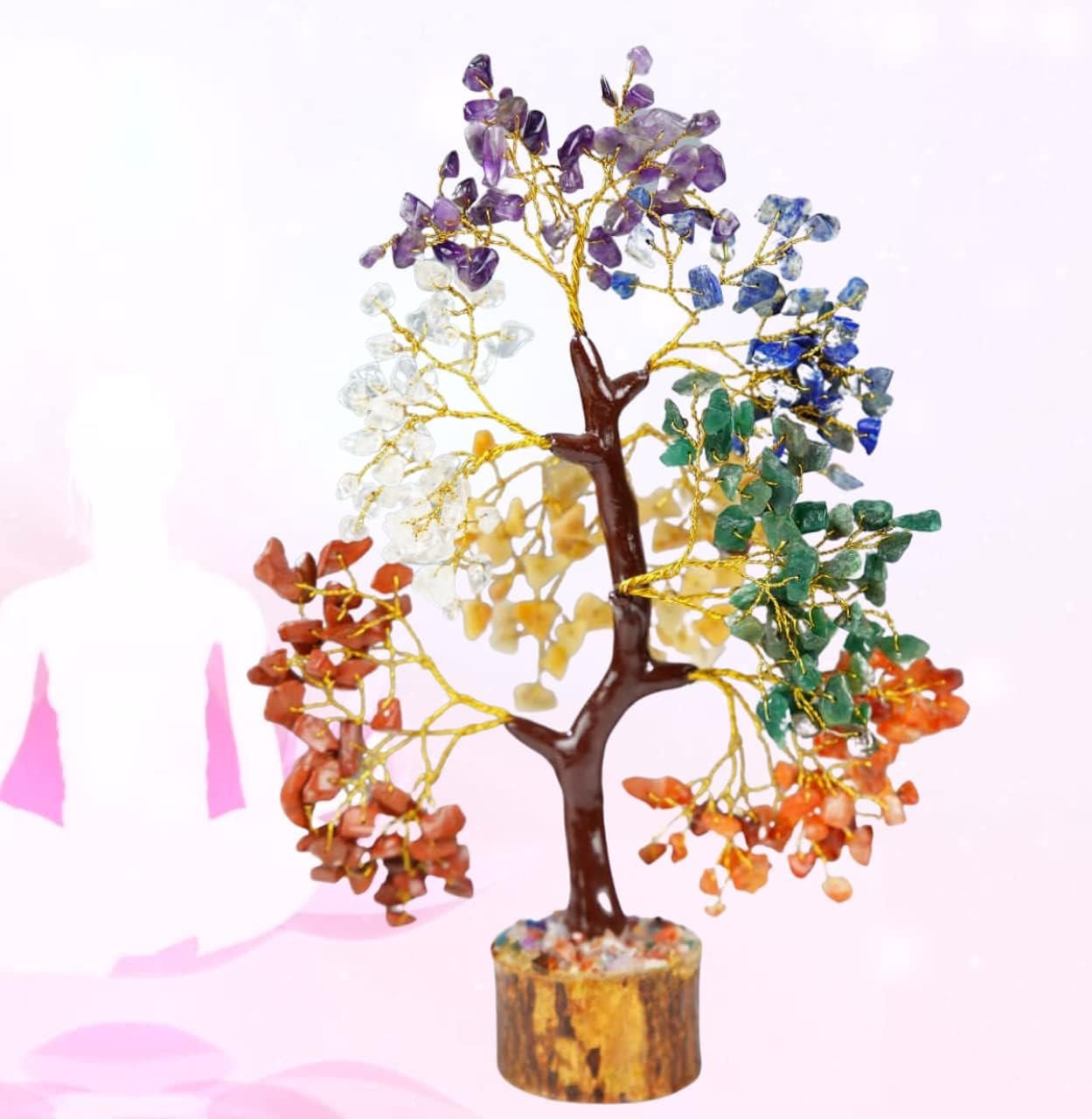 Crystals and Healing Stones - Healing Money Tree - Bonsai Tree - Seven Chakra Tree of Life - Seven Chakra Stones - Feng Shui Decor & Artificial Bonsai Tree - Good Luck Gifts for Women 10-12 Inch - Image 5