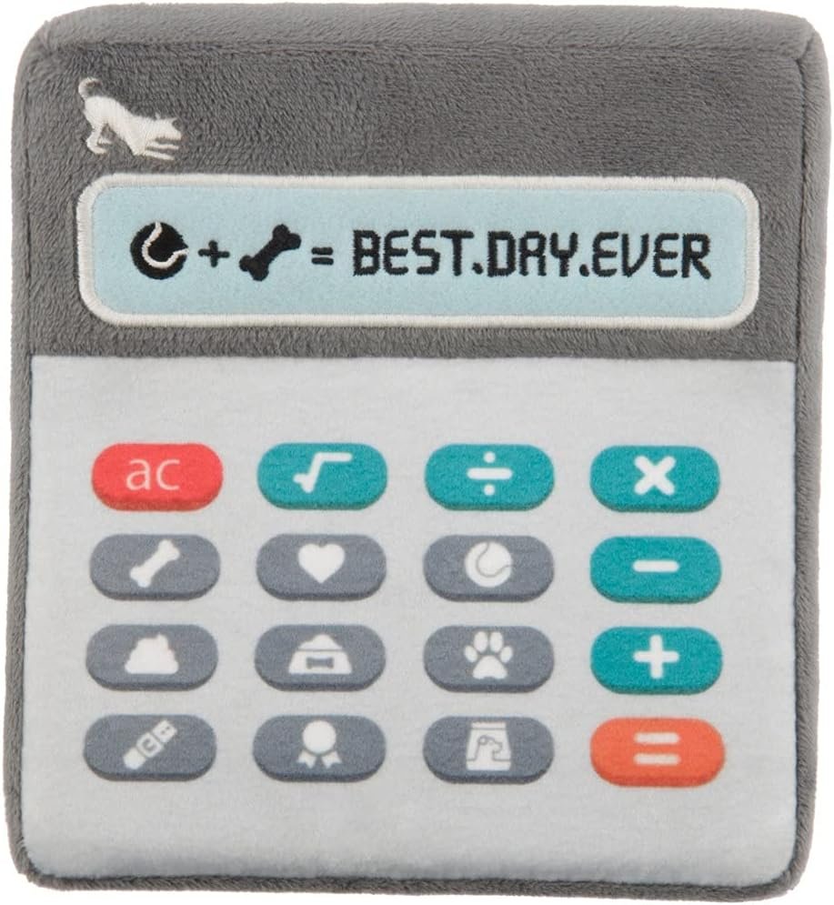 P.L.A.Y. Cute Plush Dog Toys - Back to School Themed Durable Squeaker Chew Toy, Great for Puppies & Small, Medium, Large Dogs - Machine Washable, Recycled Materials (Doggie Digits Glowing Calculator) - Image 2