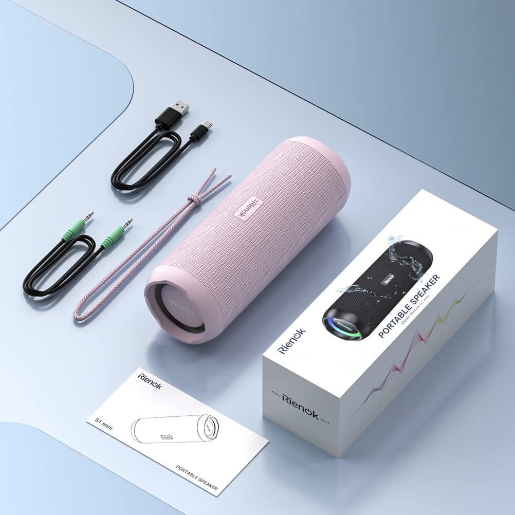 RIENOK Bluetooth Speaker Portable 30W Bass Button IPX7 Waterprooof True Wireless Stereo HD Sound Speakers Bluetooth Wireless Bluetooth 5.3(Pink) - Image 8
