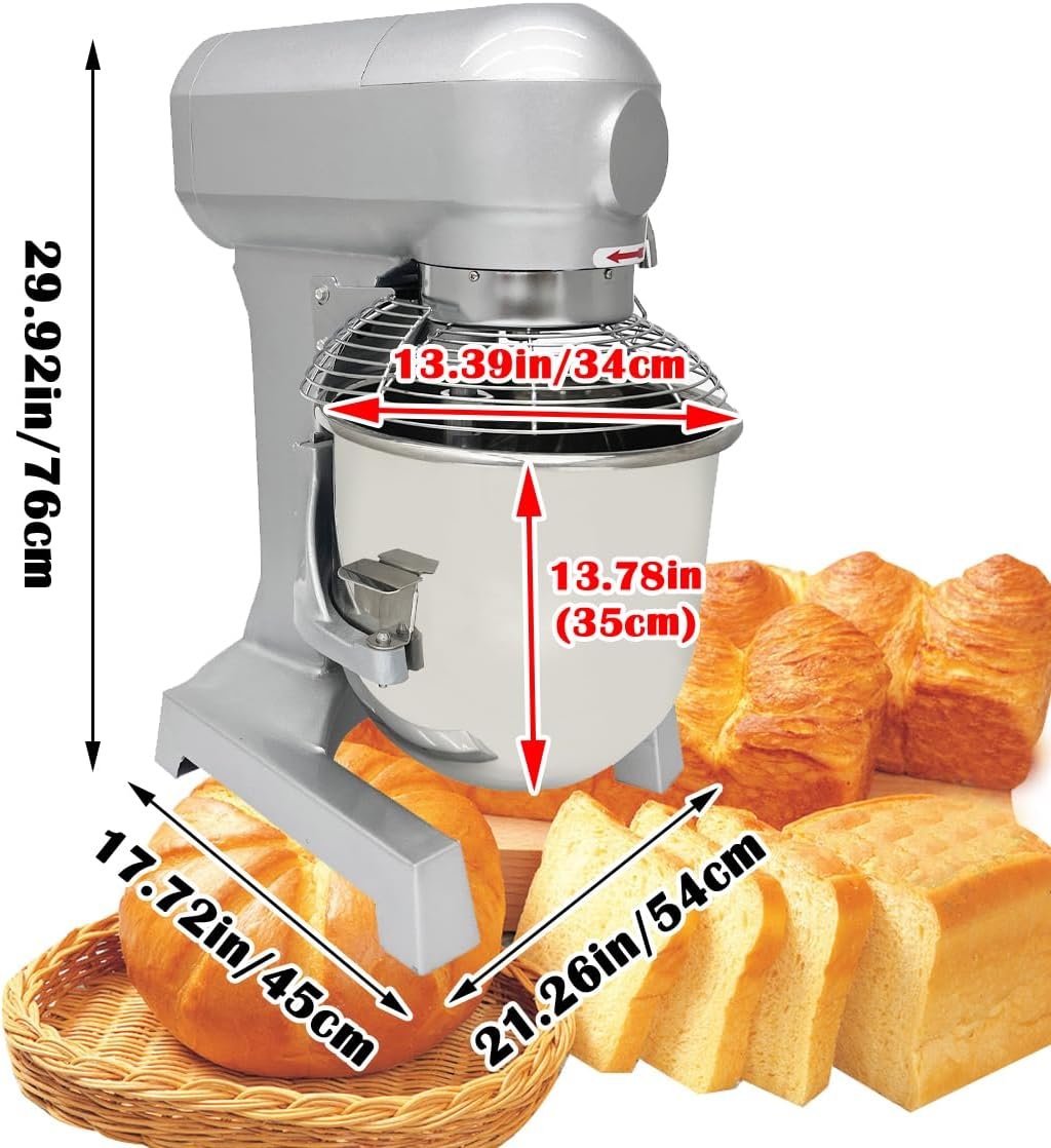 INTBUYING Commercial Electric Food Mixer Stand Dough Mixer, 3 Adjustable Speeds 3in1 Stand Mixer with SS304 Bowl/Dough Hooks/Whisk/Beater for Bakery Restaurant Kitchen Food Blender 30L - Image 3