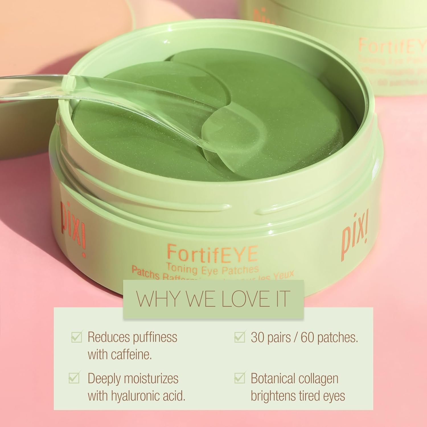Pixi FortifEYE Firming Hydrogel Under-Eye Patches, Collagen Eye Patches For Under Eyes, Energize & Tone Eye Area, 30 Pairs / 60 Patches - Image 7