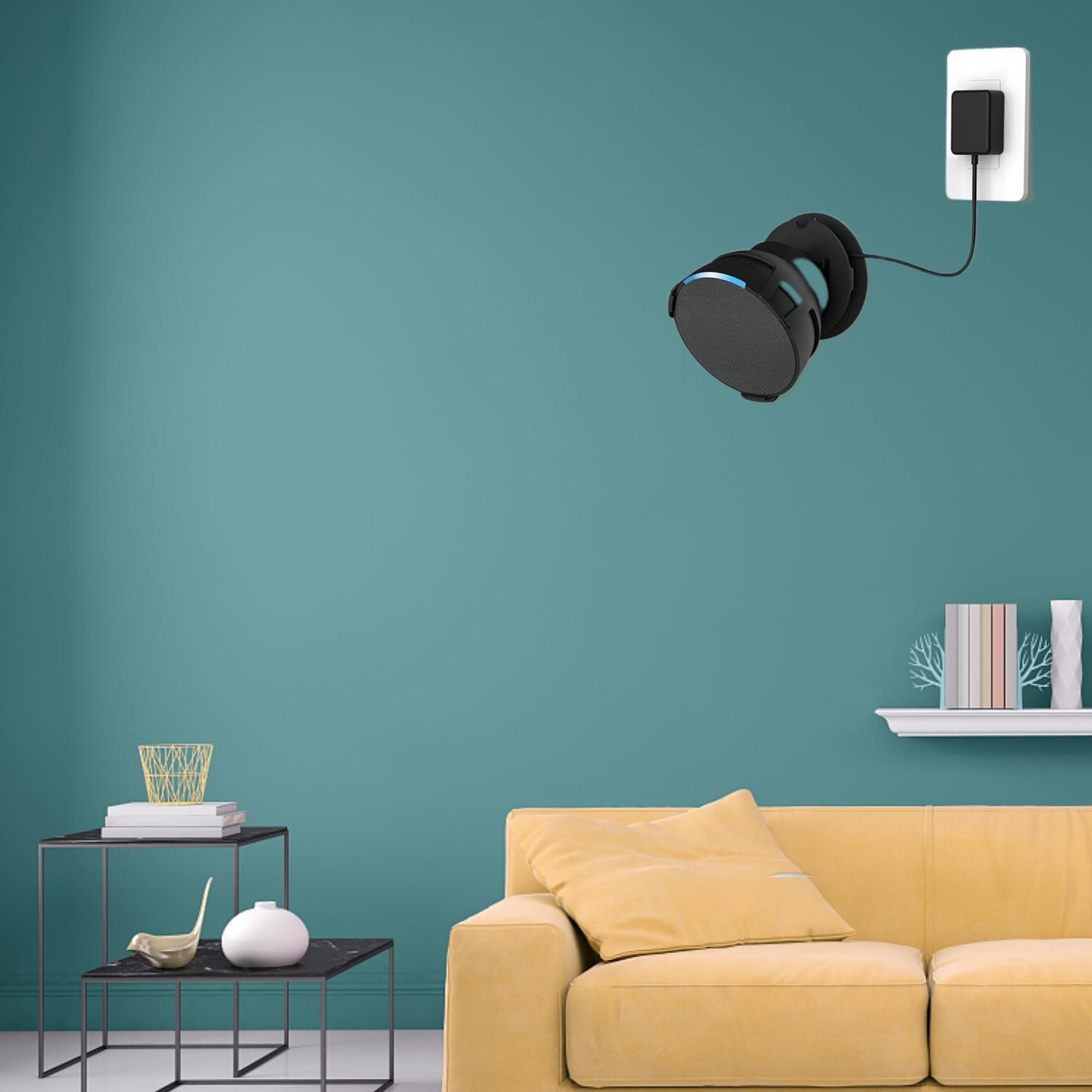 Echo Pop Stand, Wall Mount Holder for Echo Pop with Cable Management Shelf for Space-Saving and Easy Access - Perfect Bracket Shelf Accessories for Echo Pop Smart Speaker - Image 4