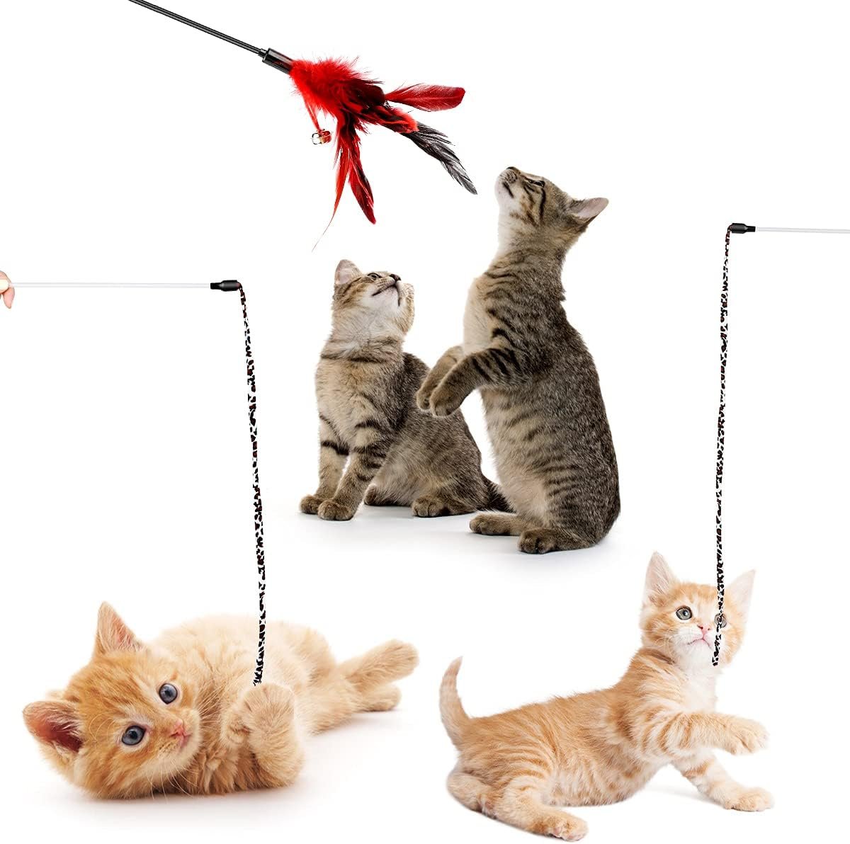 32 PCS Cat Toys Kitten Toys, Variety Catnip Toys with Rainbow Tunnel Interactive Cat Feather Teaser Fluffy Mouse Crinkle Balls Spring Toy Set for Cat, Kitty - Image 6