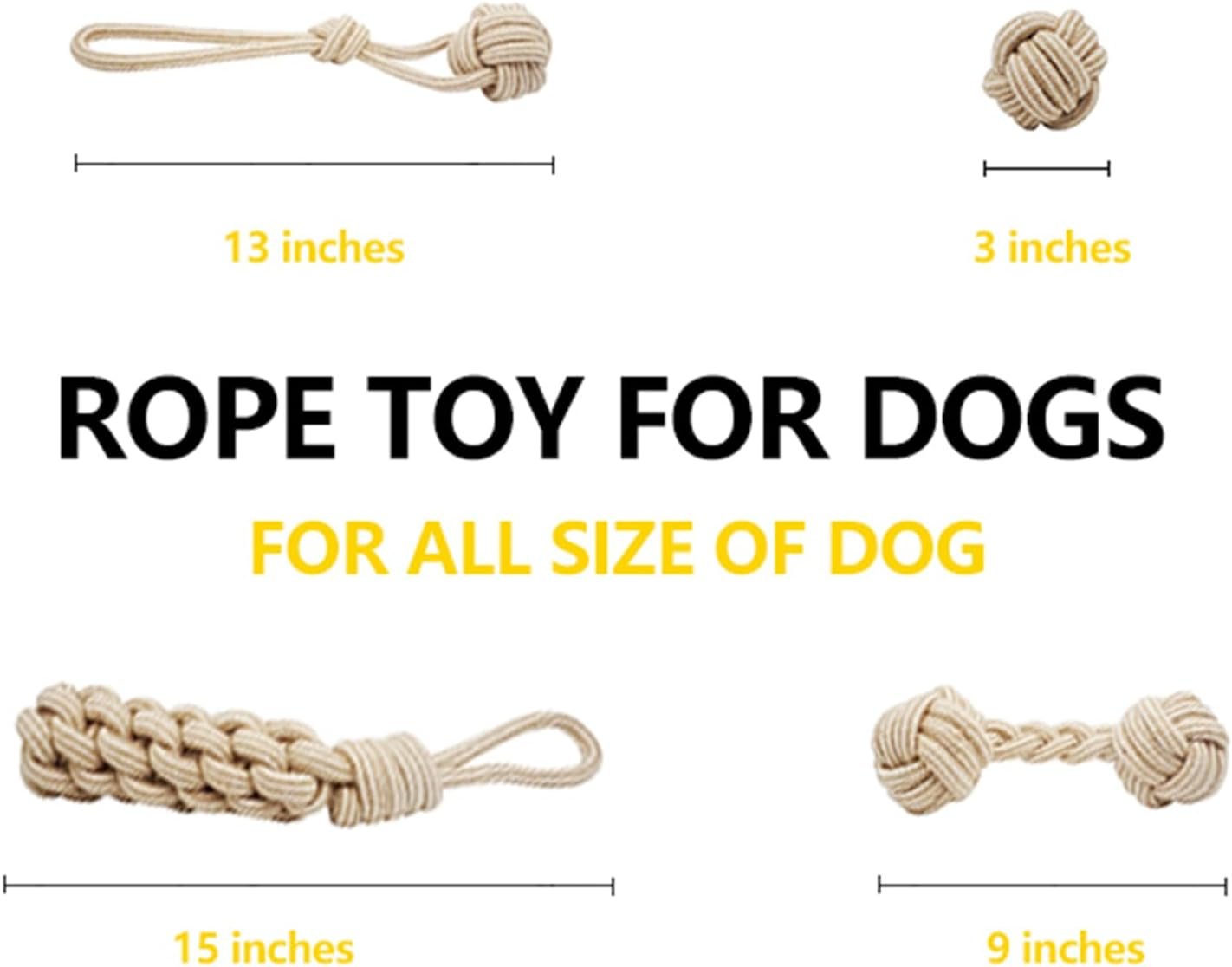 Dog Chew Toys-Puppy Tug Toys-Natural Cotton Rope-Pets Teething Interactive Knots for Small Medium Dog Mutt (Set of 4) - Image 5