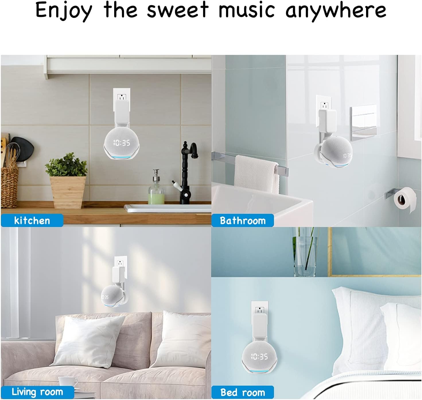 Wall Mount Holder for Dot 4th/5th Generation, Outlet Hanger for Dot 4th/5th Gen, Smart Speaker Stand, Space-Saving Accessories, Built-in Cable Management Shelf, White… - Image 8