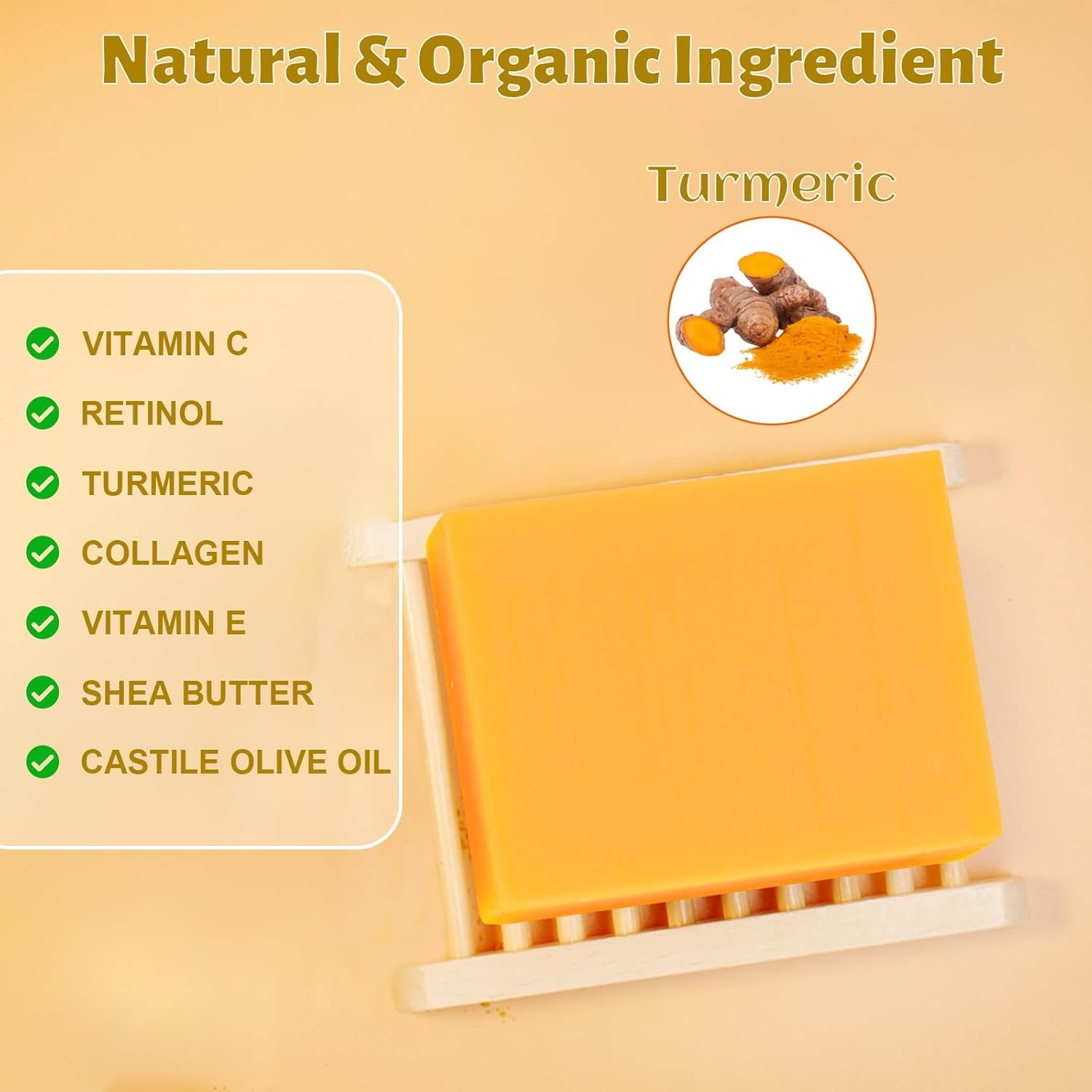 Turmeric Soap Bar Turmeric Face Clay Mask Turmeric Cleansing Pads, Vitamin C Facial Mask for Pores, Honey Tumeric Soap for all skin type, Turmeric Exfoliating Pads Turmeric Face Wash - Image 6