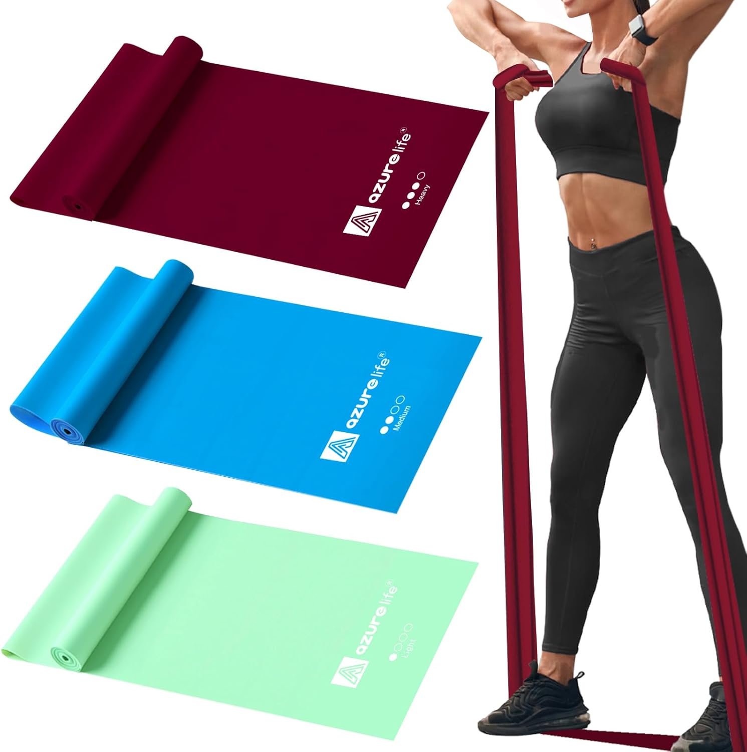 Resistance Bands,Professional Non-Latex Elastic Stretch Bands,Long Flat Exercise Bands for Physical Therapy, Yoga, Pilates, Rehab, at-Home or The Gym Workouts, Strength Training - Image 2