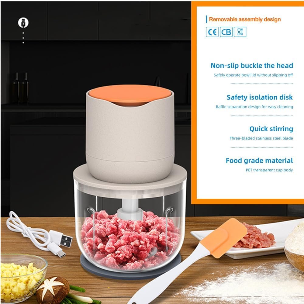 Wireless Electric Food Processor,600ML Electric Food Chopper For Meat,Onions,vegetables,Garlic,Complementary Food, Meat Chopper Blender - Image 3