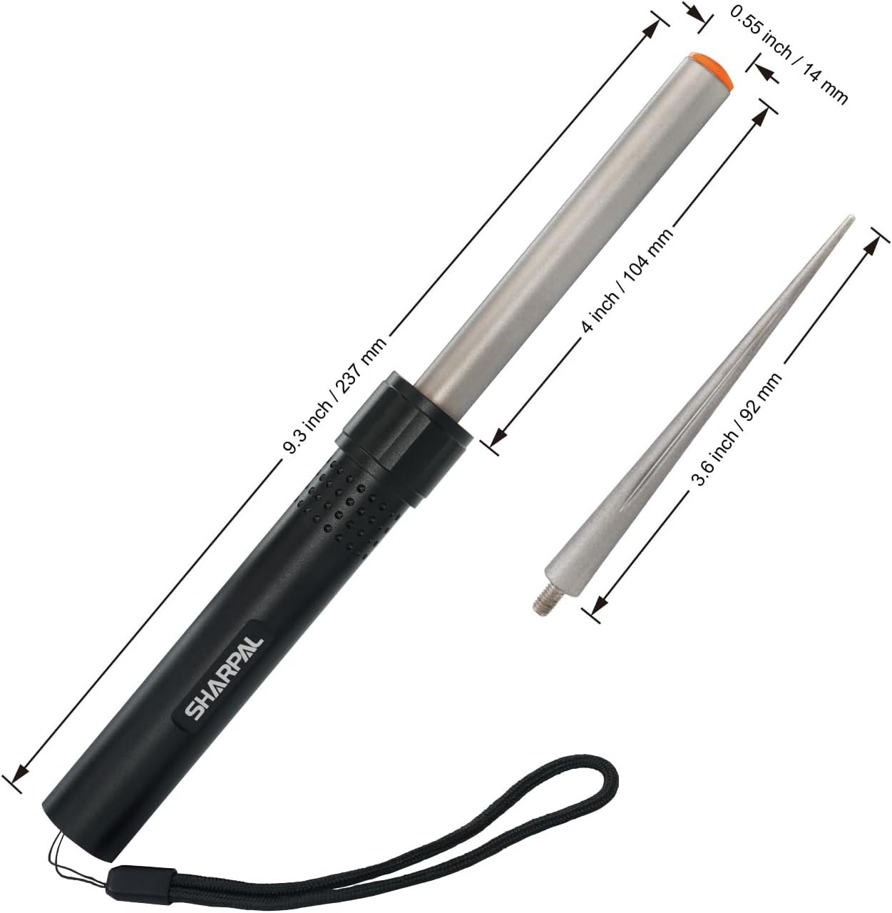 SHARPAL 178N 3-In-1 Blade Sharpener | 4-Inch 600 Grit Diamond Sharpening Rod | Sharpen All Knife and Tool with Straight Edge, Serration & Hooks | Pocket Knife Sharpener | Durable Aluminum Handle - Image 7